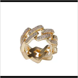 Мужские 2-рядные пасьянсы с кубинским цирконием, блестящие кубинские звенья, золото со льдом, кубинское микро-паве, имитация бриллиантов, трендовое кольцо в стиле хип-хоп2954