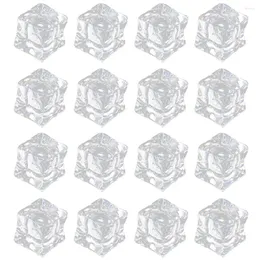 Vases 200 Pcs Simulated Ice Plastic Cubes Artificial Fake Vase Acrylic Po Props Reusable Transparent