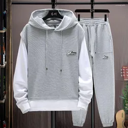 Men's Tracksuits Youth Holiday Two Hoodies Spring And Autumn Trend Waffle Casual Junior High School Student Sports Set