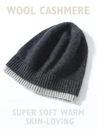 Beanieskull Caps Cashmere 35％ニットファッションダブルレイヤーヘムデコユニセックスビーニーウールブレンドウォームハットソフト居心地の良い春の屋外カジュアル230928