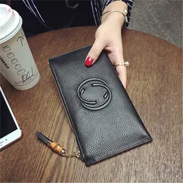 New Ultrathin Long Genuine Leather Zipper Soft Cowhide Women's Wallet Large Money Mobile Phone Inventory 873