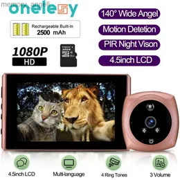 Dörrklockor OneLesy 4.5 -tums LCD -video Dörrklockan 140 Wide Angel smart hem pir natt vison casa inteligente rörelsedetektering 1080p dörr klocka yq2301003