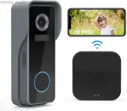 Doorbells 2K FHD Wireless Doorbell Camera by ZUMIMALL Smart Video Doorbell with Chime 2 Way Audio Voice Message Anti-Theft Siren YQ2301003