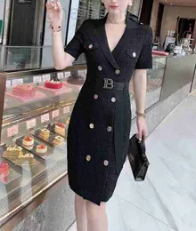 Urban Sexy Dresses Designer Spring and Summer New Celebrity Style Double Breasted Belt Commuter Fit Suit Wrapped Hip Dress Sticked Women Pqoe