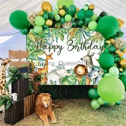 Background Material Jungle Safari Birthday Photography Backdrops Tropical Forest Wild Animal Party Photo Background Birthday Baby Shower Photo Zone YQ231003