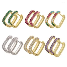 Hoop Earrings 925 Silver Needle For Women Shiny Cubic Zircon Earring 2023 Trend Party Jewelry Gift Eh257