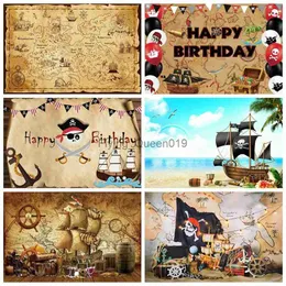 Bakgrundsmaterial Piratbakgrunder för foto Old Treasure World Map Birthday Party Baby Portrait Photograbic Bakgrund Photocall Photo Studio YQ231003