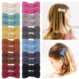 Saç aksesuarları 60pc/lot 2 "Bebek kızlar keten pamuklu klipler tatlı şapkalar el yapımı bowknot saç tokaları barrettes çocuk