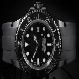 Luxury High Quality Brand Watches 116660 rostfritt stål Sea-Dweller PVD Movement Automatic Mechanical Mens Watch Rubber Strap Wat291b