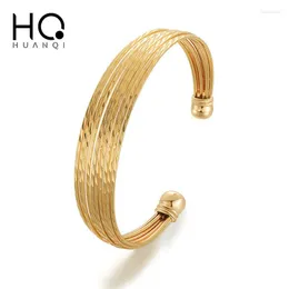 Bangle HUANQI Multi-layered Metal Opening Bracelet For Women Girls Retro Personality Simple Fashion Classic Party Jewelry Gifts