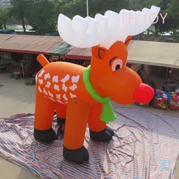 free air ship to door outdoor activities 8m 26ft giant inflatable Christmas reindeer Santa Claus's sledge driver deer big Christmas inflatable deer balloon for sale