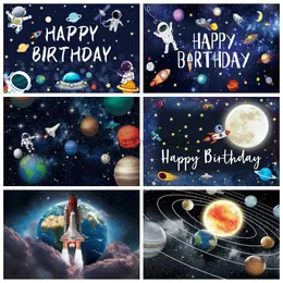 Background Material Universe Starry Sky Earth Space Planet Backdrop Astronaut Boy Newborn Baby Shower Birthday Photography Background Photo Studio YQ231004