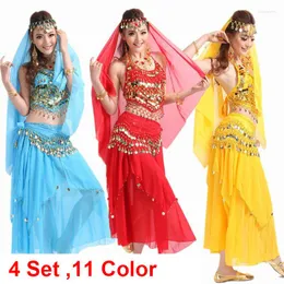 Stage Wear Belly Dance Costume Bollywood Dress Bellydance Womens Dancing Sets Tribal Skirt 4pcs/1set