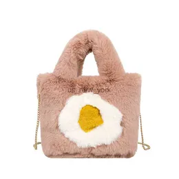 Totes Bolsa de pelúcia fofa Mulheres 2021 Autumn Winter Faux Fur Bolsa Feminina Cadeia de Personalidade Feminina Bolsa de ombro Crossbody Bolso 240407