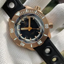 Wristwatches STEELDIVE Arrival Bronze Mechanical Watch SD1950S Two Crowns Unique Desgin 3000M Waterproof Deep Sea Men's Diving Vent