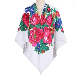 Scarves 140 140cm Russian National Big Square Scarf For Women Acrylic Ethnic Style Print Head Ladies Retro Fringed Blanket Shawl