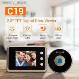 Dörrklockor Escam C19 2,8 tum Video Doorbell 125 grader Peephole Viewer Video Eye Door Bell Smart Home Camera Monitor Visual Doorbell YQ2301003