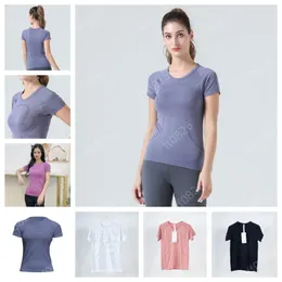 2023 Hot Selling Women's T-shirt Yoga Sports Short Sleeve Fitness Running High Elasticity Snabbtorkning Top Round Neck Sex Appeal T-shirt