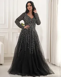 2023 ottobre Aso Ebi arabo nero A-line abiti per la madre della sposa paillettes pizzo sera prom festa formale compleanno celebrità abiti per la madre dello sposo vestito ZJ346