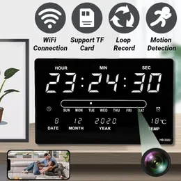 1080P Full HD Mini Camera LED Digital Electronic Alarm Clock Camera Perpetual Calendar Wall Clock Camera Home Security Nanny Camera