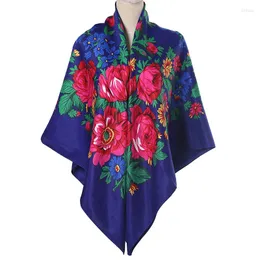 Scarves Russian Scarf Big Shawl Handkerchief Blanket Square National Women Ethnic Retro Style Floral Ladies Head Wrap 140cm