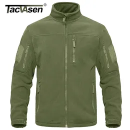 Men's Jackets TACVASEN Full Zip Up Tactical Green Fleece Jacket Thermal Warm Work Coats Mens Pockets Safari Jacket Hiking Outwear Windbreaker 230928