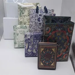 Europa américa designer moda estilo impresso padrão carta conjuntos de jóias caixas colar pulseira brincos anel caixa saco pó presente 234m