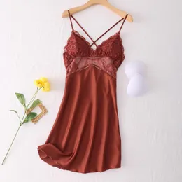 Women's Sleepwear Suspender Strap Nightdress Summer Women Sexy Sleeveless Lace Chemise Nightgown Backless Gown Lingerie Home Clothes