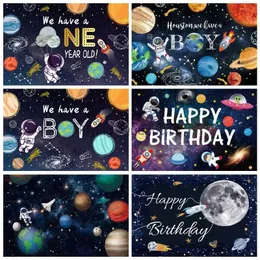 Materiał tła Starry Sky Universe Earth Space Planet Astronaut Boy Noworodek Baby Shower Birthday Birthday Fotografia Tło Photo Photo Studio YQ231003