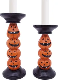 Castiçal de abóbora de Halloween para lareira, decoração de Halloween, castiçais de poliresina de altura de 9,5 polegadas para decoração de Halloween