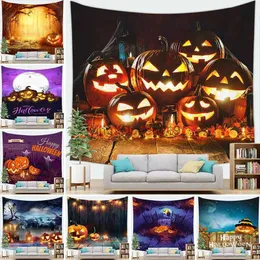 Bakgrundsmaterial Heminredning Halloween Tapestry Bat Pumpkin Happy Halloween Tapestry Wall Hanging Party Backdrop Tapestry 230x180cm Tapiz YQ231003