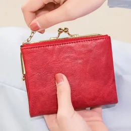 Wallets Women Pu Leather Female Short Hasp Purses Ladies Portable Money Bag Large Capacity Card Holders Clutch Drop