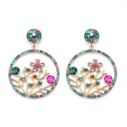 Dangle Earrings Fashion Colorful Flower Round Crystal Statement Geometric Drop For Women Wedding Maxi Jewelry Wholesale