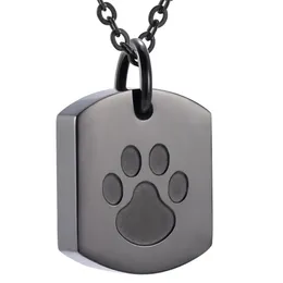 Dog Tag Cremation Urn Necklace Ash Keepsake Memorial Cremains Pendant Jewelry For Loved Pets Dogs Ashes Holder Black Chains285b