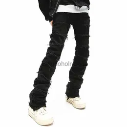 Herr jeans 2023 grunge kläder y2k streetwear svart smal staplade jeans byxor för män hip hop kvinnor nya långa byxor veter hommel231003