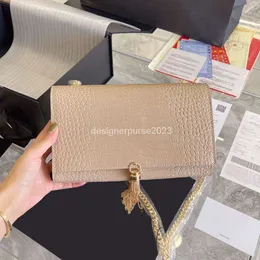 Lady Purse Katee Chain And Tassel Bag Textured Leather Alligator Calfskin High Quality Fashion Italy Women Famous Luxury Designer Cosmetic Handbags 25cm