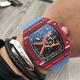 Richard's Mille Mechanical Designer Rm67-02 Superclone Montre Squelette Montres pour hommes Pf8q Luxe Haute Qualité Boîtier en fibre de carbone Saphir High Jump Montre