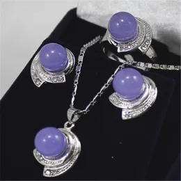 Necklace Earrings Set FYS013 Silver Color 10MM Sea Shell Pearl/jadestone Stud Earring Peadant Ring Gift Free Chain