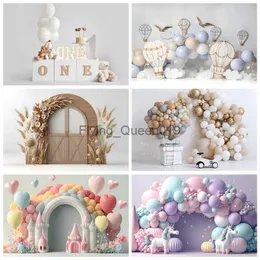 Background Material Newborn Baby 1st Birthday Party Photography Backdrop Balloons Boy and Girl Photographic Cakesmash Background Photo Studio Props YQ231003