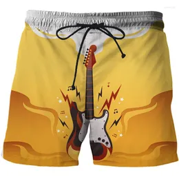 Men's Shorts 2023 Punk Style Cartoon Guitar Print Beach Pants Comfortable Swimming Fitness Sweatpants Funny Street 3D Printed