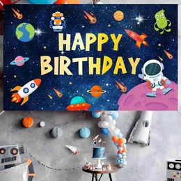 Background Material Universe Space Background Cloth Planet Spacecraft Astronaut Backdrop Baby Boy Birthday Party Decor Starry Sky Backdrop Banner YQ231003
