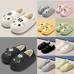 Warm Shoes 2023 Slippers Winter Cotton All Inclusive Cat Cartoon Pattern Simplicity Solid Color White Black Creamy Yellow Green Men Women Size 36-45 GAI 288