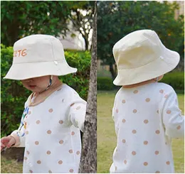 Double Sided Baby Bucket Hat Cute Letter Embroidered Children Boys Girls Fisherman Panama Cap Summer Outdoor Kids Sun Hat Gorras 50CM B118