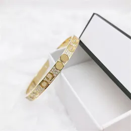 Designer Bangle CZ Rhinestone Classic Rose Gold Silver Color Bangles Bracelets Jewelry Box Package 113 8 hc237u