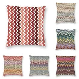 Pluszowe poduszki Poduszki Czerwone i białe zygzakowe linie Linie bezproblemowe Square Pillow Cover Decor Home Decor 3D Geometryczna okładka poduszki do sofy YQ231003