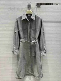 Designerklänning 2023 Ny Autumn Winter Lapel Neck Long Sleeve Fashion Milan Runway Dress Märke Samma stilklänningar JT8U