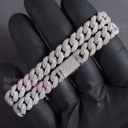 브랜드 패션 여성 힙합 보석 Hot Cuban Link Chain 925 Silver Custom Custom 10mm Width GRA 인증서 Moissanite 다이아몬드 목걸이