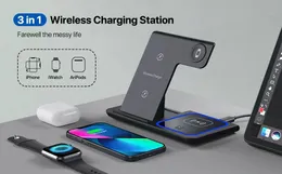 3in1 Fast Charger Station iPhone 15 Fallate Wireless Charger Stand for iPhone 15 14 13 12 11 Pro Max Mini Plus لـ iWatch 1-9 for AirPods 3/2/pro