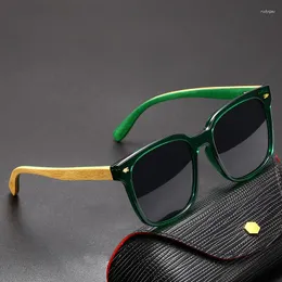 Óculos de sol 2023 de alta qualidade de madeira polarizada para homens e mulheres luxo quadrado bambu madeira espelho pernas óculos uv400