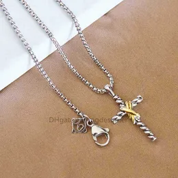 Collane Collana Catena Donna Oro 18 carati Croce Designer Fili Intrecciati Gioielli x Uomo Fibbia Filo Ciondolo E6677 IYA2